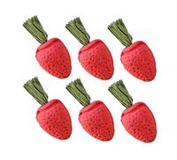 HEMOTON 6pcs Strawberry Shape Chewing Plaything Set for Hamsters Rabbits and Guinea Pigs Natural Chew Toys for Dental Health and Entertainment