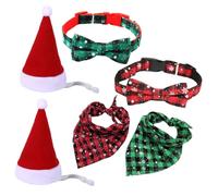 HEMOTON 6pcs Stylish Snowflake Pet Collars with Triangle Towel Hats for Dogs and Cats Durable and Washable Holiday Accessory for