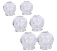 HEMOTON 6pcs Thickened Glass Cupping Cups for Chinese Massage Therapy Vacuum Suction Jars with Anti-Slip Groove Transparent Cups for Home and Salon Use
