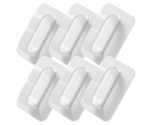 HEMOTON 6pcs White Stick on Wall Hooks with Strong Adhesive, Multi-Functional Hips Material Hooks for Kitchen and Living Room, Nail-Free Without Burr Design