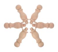 HEMOTON 6pcs Wooden Wall Mounted Coat Hooks for Clothes and Coats, Paintable Beech Wood with 0.8cm Diameter Pegs, Versatile Use for Door or Office Hanging