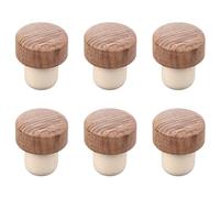 HEMOTON 6Pcs Wooden Wine Bottle Stoppers Reusable Airtight Sealing Plugs 1.38In Diameter for Preserving Opened Wine Bottles and Liquor