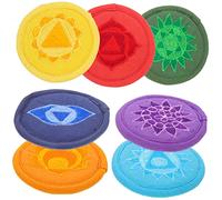 HEMOTON 7pcs Handcrafted Tibetan Singing Bowl Cushions Embroidered Buddha Sound Bowl Pads Small Size Multi-color Set Suitable for Meditation and Yoga Decor