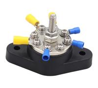 HEMOTON 8-terminal Bus Bar Distribution Block for Car and Automotive Use, Stainless Steel and Plastic Construction with 1/4" M6 Studs and M5x20 Screws, Suitable for 12v and 48v Power