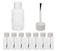 HEMOTON 8pcs 20ml Empty Nail Polish Bottles with Brush Cap, Refillable Pet Cylinder Containers for Nail Art and Manicure, Easy to Carry for Travel and Grooming the Go