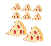 HEMOTON 8pcs Cartoon Pizza Brooch Alloy Fast Food Pin for Women Casual Outfits Bags Fade-resistant Cute Collar Brooches for Parties and Everyday Wear