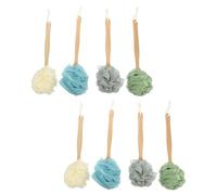 HEMOTON 8pcs Long Handle Bath Brush with Soft Nylon Mesh Non-Slip Grip Back Scrubber for Men Women Body Exfoliator for Shower and Travel Suitable for Mobility and Daily Cleaning