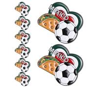 HEMOTON 8pcs Mexican Flag Football Pins Heart Shape Zinc Alloy Brooches Decorative with Long-term Shine for Travel Souvenir and Match Fans 2026 International Football Tournament