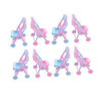 HEMOTON 8pcs Miniature Doll Strollers Plastic Folding Pushchair Accessories for Dollhouse Nursery Role Play Portable Push Prams for Indoor Outdoor Fun