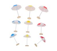 HEMOTON 9pcs Miniature Dollhouse Umbrellas Colorful Small Parasol Decor for Fairy Gardens Sand Table Props Plastic Craft Accessories for DIY Micro Landscape