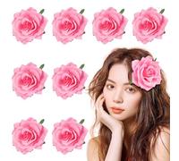 HEMOTON 9pcs Pink Fabric Small Flower Brooch Pins, Realistic Rose Shape, Sturdy and Reliable Hair Accessories for Women, for Formal Events and Valentine's Day Parties