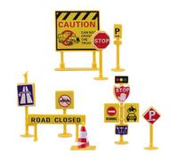 HEMOTON 9pcs Traffic Sign Barricade Set Miniature Roadblock Traffic Signs for Early Education Simulation Scene Play for Ride-on Accessories and Road Safety Learning