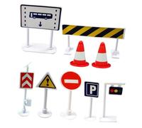 HEMOTON 9Pcs Traffic Sign for Simulated Roadblock and Roadway Signs Educational Parent-interactive Playset with Realistic Colors to Teach Safety Rules