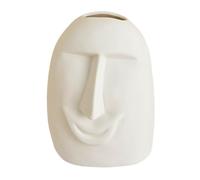 HEMOTON Abstract Human Face Flower Pot Minimalist White Ceramic Vase Nordic Style Desktop Ornament for Home Decoration