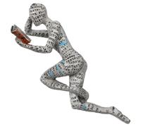 HEMOTON Abstract Resin Reading Woman Figurine Desktop Ornament, Impact Resistant and Deformation Resistant Synthetic Resin Sculpture, Unique Decorative Gift for Book Lovers and Birthday