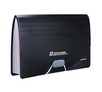 HEMOTON Accordion File Organizer A6 Mini Expanding Folder 13 Sections, Black Outer and Rainbow Inner Pages, for Receipt and Document Organisation on the Go