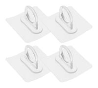 HEMOTON Adhesive Hooks and Support Round 4pcs with No-Drill Installation Acrylic Sl nd Simple Design Towel Coat Scarf Hanging for Bathroom and Kitchen