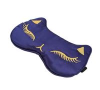 HEMOTON Adjustable Artificial Silk Sleeping Eye Mask for Sleep and Rest Shading Eyeshade for Insomnia Headache Relief and Dry Eye Comfort Cute Cartoon Cat Design Navy Blue