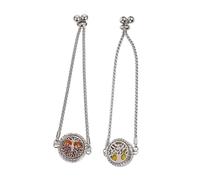 HEMOTON Aromatherapy Oil Bracelets for Women 2pcs Set Hollow-out Life Tree Perfume Diffuser Bracelets Adjustable Stainless Steel Fashion Jewelry for Daily Wear Random Style