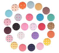 HEMOTON Assorted Color Fabric Covered Buttons 100pcs Dot Pattern Flat Back Aluminum and Cotton Cloth for DIY Crafts and Handmade Projects