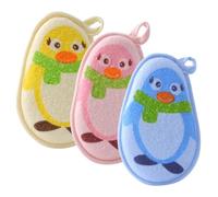 HEMOTON Baby Bath Scrubbers 3pcs Exfoliating Body Scrubbers with Cartoon Penguin Print Wear-Resistant Bath Towels for Gentle Baby Skin Cleaning and Bathing Care