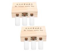 HEMOTON Baby Hair and Tooth Keepsake Box, Wooden Glass Storage for First Curl and Umbilical Cord, 2pcs Set for Newborn Memory Gifts