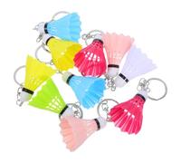 HEMOTON Badminton Party Decorations 10pcs Plastic Miniature Shuttlecock Keychains Creative Solid Souvenirs for Mother's Day