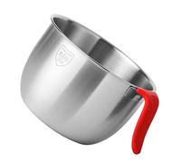 HEMOTON Baking Pot with Handle Salad Mix Basin Marinating Deep Bowl Mixing Bowls Metal Prep Bowls Measuring Bowl Nesting Storage Bowls Small 304 Stainless Steel with Cover Set