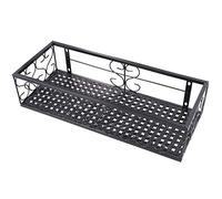 HEMOTON Balcony Hanging Flower Stand Iron Plant Holder with Hooks Rectangular Metal Planter Shelf for Succulent Pots Fence Railings 19.7X7.9X4.7In