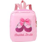 HEMOTON Ballet Dance Backpack with Pu Material and Adjustable Shoulder Strap, Glitter Sequins Decorated School Bag Suitable for Travel and School Use