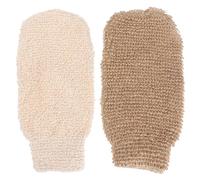 HEMOTON Bath Gloves and Dead Skin Removal 2pcs Jute Exfoliating for Body Scrub with Strong Decontamination Ability Natural Brown Back Bath Scrubber Towels for Shower and Spa