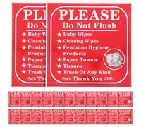 HEMOTON Bathroom Warning Labels Do Not Flush Stickers 24pcs Red Copper Sticker Flush Only Toilet Paper Reminder for Stores Businesses Prevent Toilet Blockages