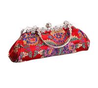 HEMOTON Beaded Handle Evening Clutch Bag for Women, Elegant Banquet Purse with Decorative Beads, Luxury Printed Lady Handbag Suitable for Weddings and Dinner Parties Random Style
