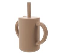 HEMOTON Bedside Drinking Cup with Double Handles, Silicone Straw and Lid