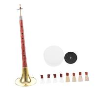 HEMOTON Beginner Suona Chinese Wind Instrument C Key Red Flower Pear Wood Traditional Ethnic Folk Music Instrument with Random Color Plastic Reed Suitable for Students and Beginners