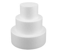 HEMOTON Cake Dummies Lightweight Cylinder Shape 3 Tier Foam 3pcs White Faux Cake with Precise Sizing Design for Wedding Training Scenarios and Classroom Teaching