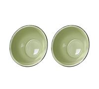 HEMOTON Camping Bowls Green Large Enamel Bowl Enamelware Basin: 2pcs 20cm Retro Salad Mixing Bowl Kitchen Serving Dishes Farmhouse Soup Bowl Vintage Ramen Noodle Bowl Green Enamelware Bowls