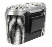 HEMOTON Car Trash Can with Lid, Small Glitter Waste Container with Double Opening, Rhinestone Decorated Auto Garbage Bin for Vehicle Interior and Office Use