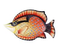 HEMOTON Cartoon Iron Fish Hanging Wall Decor for Outdoor Garden and Room, Creative Tropical Fish Sculpture in Orange Colour, for Garden Wall Decoration and Home Accent