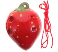 HEMOTON Cartoon Strawberry Ocarina 6 Holes Ceramic Beginner Flute Creative Musical Instrument for Boys and Girls
