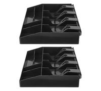 HEMOTON Cash Drawer Insert Tray Abs and Iron 2pcs Multi-Grid with Compartments for Bills and Coins, Easy Access Drawer Structure and Quick Sorting Design, Black for Supermarket Registers
