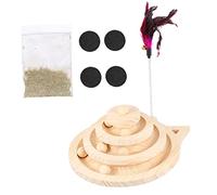 HEMOTON Cat Kitten Wooden Turntable Track with Interactive Balls for Indoor Play Durable Wood Design Engaging Cat Activity for Exercise and Fun
