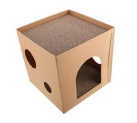 HEMOTON Cat Scratcher Nest Square Corrugated Cardboard Scratch Pad Durable Cat Scratch Board with Integrated Cozy Lounge Home Use