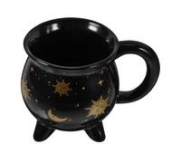 HEMOTON Cauldron Coffee Mug Novelty Halloween Cup Wide Mouth, Ceramic Gloss Finish and for Unique Black Drinking Cup Home and Restaurant Use
