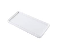 HEMOTON Ceramic Bathroom Tray Rectangular Porcelain Vanity Tray for Toothbrush Holder Base Jewellery Dish Ring Organizer Perfume Bottle and Cosmetics Storage White Home Hotel Use