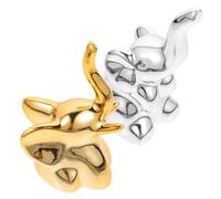 HEMOTON Ceramic Ring Holders in Silver and Gold 2pcs with Elephant Shape Stable Standing Jewelry Organizers Unique Decorative Design for Ring Storage