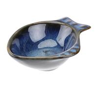 Hemoton Ceramic Sauce Dishes Cute Fish Shaped Serving Dish Seasoning Dipping Bowls Appetizer Desert Snack Plates for Home Restaurant (Blue)