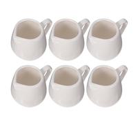 HEMOTON Ceramic Sauce Spoon Set 6Pcs Small Milk Jugs with Handle Compact 3X2.4X2In Mini Creamer and Gravy Pourers for Home Kitchen and Cafes