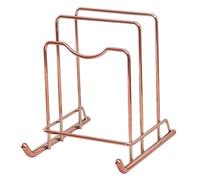 HEMOTON Chopping Board Rack Pot Pan Lid Holder Cutting Board Organiser Display Stand Thin Bakeware Baking Tray for Kitchen Countertop Cupboards Cabinet Office 16X19. 5X20cm Rose Gold