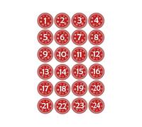 HEMOTON Christmas Advent Calendar Bags and Festive Red Design 50 Pcs with Drawstring, Portable Faux Linen Bags Easy Cleaning for Door and Mantel Decoration